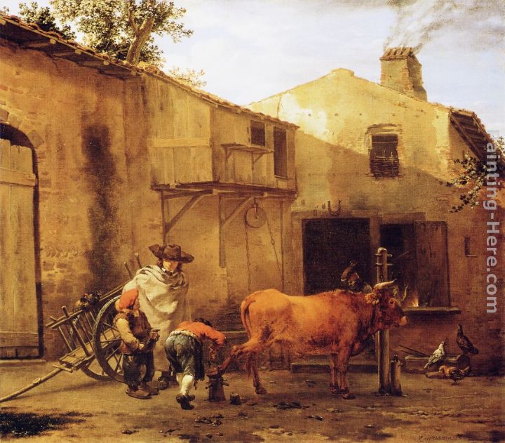 A Smith Shoeing an Ox painting - Karel Dujardin A Smith Shoeing an Ox art painting